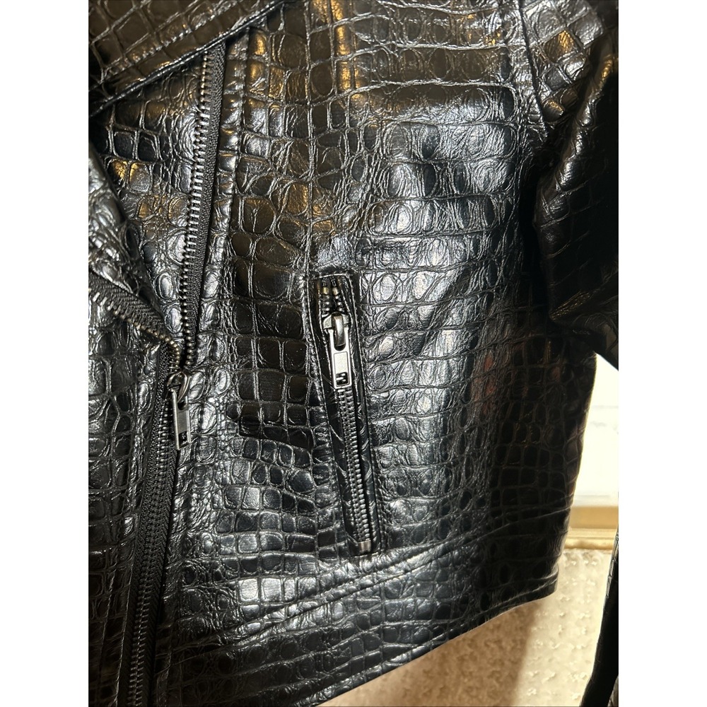 NEW ModCloth Crocodile Rock 1980's Punk Faux Leather Moto Jacket Medium - Picture 2 of 8